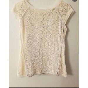 Pixley Yuli Lace Cap Sleeve Blouse Cream  Sm